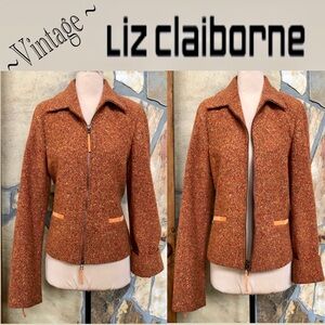 LIZ CLAIBORNE Vintage Wool Blend Suede Trim Jacket (S)